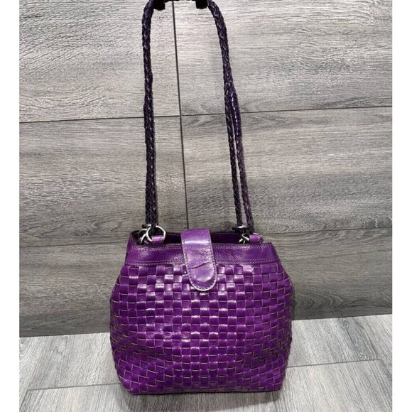 Patricia Nash Discovery Woven Iverna Bucket Bag Plum Jam shoulder - Picture 1 of 14